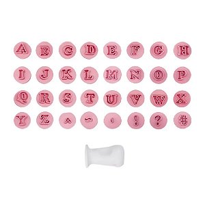 Kit Carimbos Letras Fofas Rosa Bebê 33 Peças 2cm