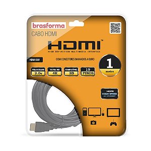 Cabo HDMI 2.0v 4k Alta performance 1 metro Brasforma