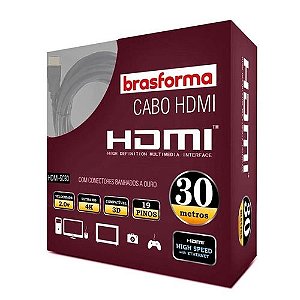 Cabo HDMI 2.0v 4k Alta performance 30 metros Brasforma