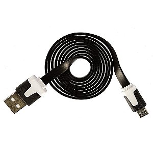 Cabo Flat Usb Macho Para Micro Usb Preto