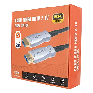 Cabo HDMI 2.1 8K 48gbps Fibra Óptica 30mts Blindado desmontável FL