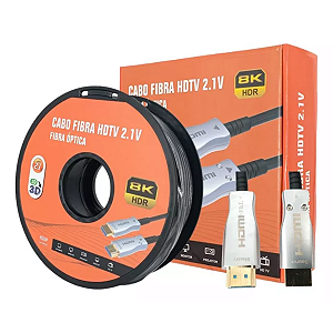 Cabo HDMI 2.1 8K 48gbps Fibra Óptica 50mts Blindado desmontável FL