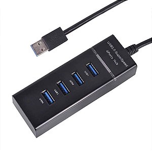 HUB USB 3.0 MD9 com 4 Portas USB 3.0  Preto - jccabos