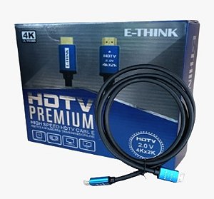 Cabo HDMI 2.0 4K UltraHD blindado 19 pinos -  E-Tink 1,5 metros