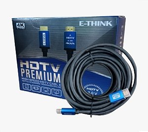 Cabo HDMI 2.0 4K UltraHD blindado 19 pinos -  E-tink 2 metros