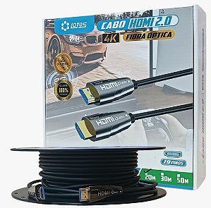 Cabo HDMI 2.0 Fibra ótica 4k Ultra rápido 30 metros - Lotus