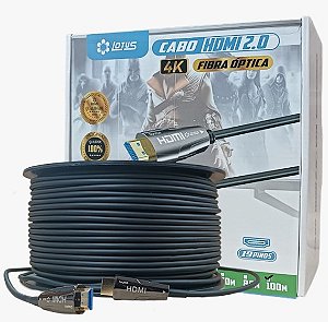 Cabo HDMI 2.0 Fibra ótica 4k Ultra rápido 50 metros - Lotus