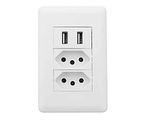 Tomada Usb De Parede Universal Bivolt 2.1a 5v Celulares Cor Branco
