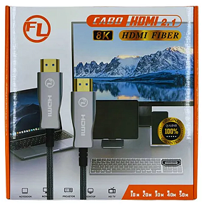 Cabo Hdmi 2.1 Fibra Optica 8k Com Malha 10 Metros