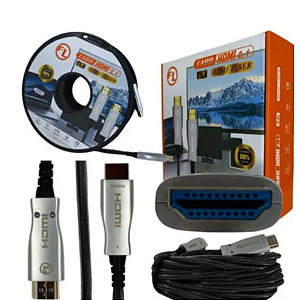 Cabo Hdmi 2.1 Fibra Optica 8k Com Malha 90 Metros