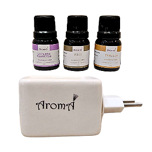 Kit 3 Essências Aromáticas Puras + Difusor Elétrico Aromá