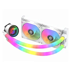 Water Cooler K-mex Bifrost 240mm ARGB Branco- WAC4F12QAPDBB0X mangueiras coloridas