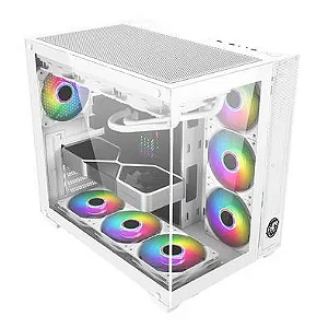 Gabinete Gamer Arbaton Vidro Temperado Branco com 4 fans Argb