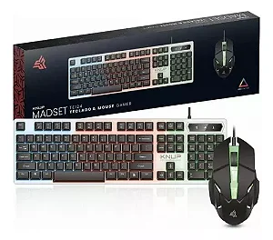 Kit Teclado e Mouse Gamer com Fio e Led RGB KNUP - KP-TE124