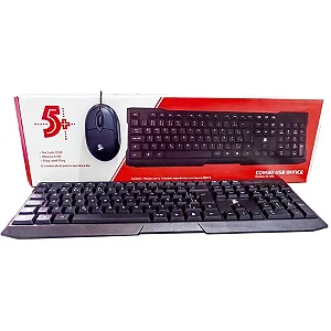 Kit perifericos teclado + mouse USB office preto kc-500