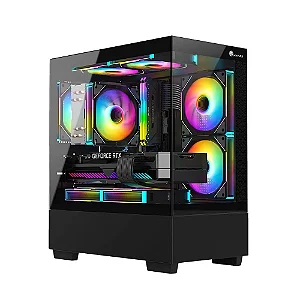 Gabinete Gamer Mymax kyrios Mid tower com 3 Fans RGB Lateral e Frontal em Vidro - MCA-K40-BK
