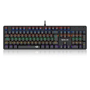 TECLADO GAMER REDRAGON MECANICO VALHEIM RAINBOW PRETO SWITCH MARROM COM FIO