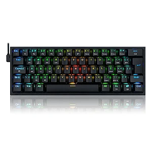 Teclado Mecânico Gamer Redragon Fizz Pro RGB, SEM FIO Preto, Switch Brown, Layout 60%, ABNT2 - K616-RGB-B (PT-BROWN)