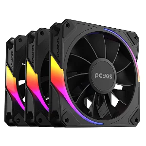 KIT FAN 3 UNIDADES PCYES SANGUE FRIO 3 REVERSE PRETO ARGB