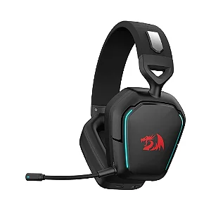 Headset Gamer Redragon Mira, 3-Mode, Wireless, Bluetooth, USB, Drivers de 40mm, Microfone Destacável, Cancelamento De Ruído, Black, H868