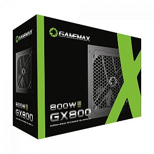 Fonte Gamemax GX800, 800W, 80 Plus Gold, PFC Ativo, com cabo, Preto - GX800WBKPSS7710BR