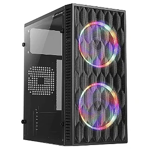 Gabinete Gamer Hive BG-057 Preto Mini Tower Com 2 Fans Rainbow RGB 120mm - Bluecase