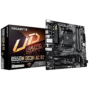 Placa Mae Gigabyte B550M DS3H AC R2, Wifi, DDR4, Socket AM4, M-ATX, Chipset AMD B550, B550M-DS3H-AC-R2