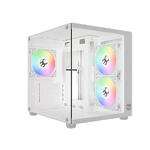 Gabinete Gamer Aquário com 03 Fans RGB BRANCO Cubo Bluecase BG-064 PURE PRO