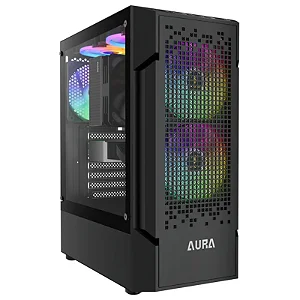 GABINETE GAMER GAMDIAS AURA GC7 ARGB PRETO COM 3 FANS