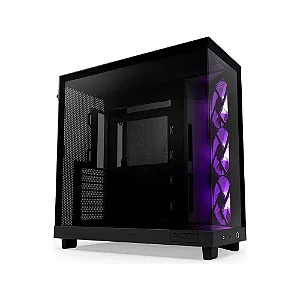 Gabinete Gamer NZXT H6 Flow Edition, Mid Tower, RGB, ATX, Lateral em Vidro, Com Fans , Preto - CC-H61FB-R1