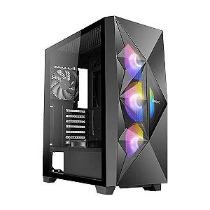 Gabinete Gamer Antec DF800 FLUX, Mid Tower, ATX, Lateral em Vidro Temperado, 3 Coolers Fans ARGB, Preto - DF800