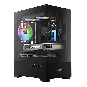 GABINETE GAMER GAMDIAS AURA GC 9M ELITE ARGB PRETO COM 3 FANS