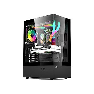 Gabinete Gamer C3Tech Aquarius, Mid Tower, Lateral em Vidro, Sem FANs, Preto - MT-G860BK