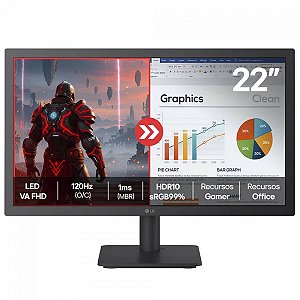MONITOR LG GAMER 22" FHD VA 120HZ 1MS HDMI HDR10 - 22U403A-B.AWZM