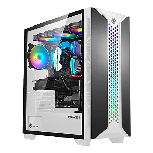 Gabinete Gamer Draxen Thalatha, Mid Tower, ARGB, Alumínio, Branco