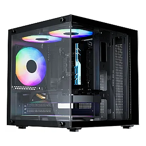 Gabinete Gamer Aquário Life Pro Bg-066 C/ 5 Cooler Fans Preto