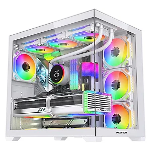 GABINETE GAMER ROUND5 GENOS WHITE (ATX / AQUARIO / FRONTAL VIDRO / SEM FAN)