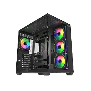 GABINETE NEXUS GAMER TITANIUM COM 4 FANS ARGB PRETO
