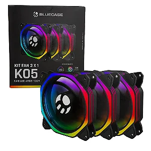 KIT FAN 3 UNIDADES PRETO K05 BLUECASE ARGB