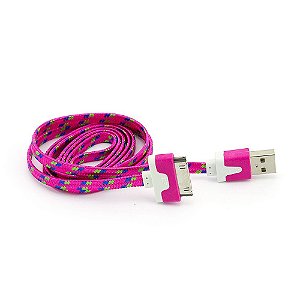 Cabo Usb Flat 30 Pinos para Iphone 4, Ipad, Ipod