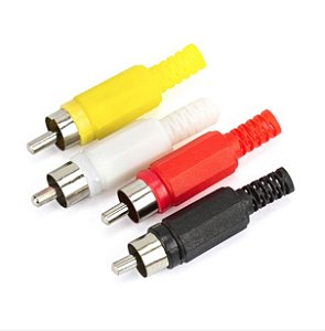 Plug Rca com conectores macho em PVC Niquelado