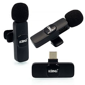 Microfone de Lapela Duplo para Celulares Tipo-C LE935 LeLong