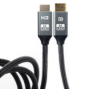 Cabo 4K DisplayPort para HDMI, 1.8m, UHD, Revestido Naylon