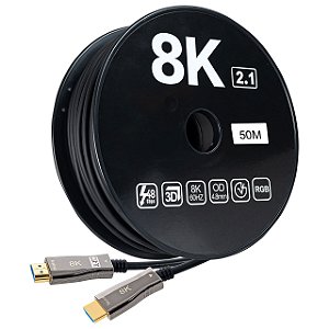 Cabo HDMI 2.1 Fibra Óptica 8K Ultra Rápido - 50 Metros