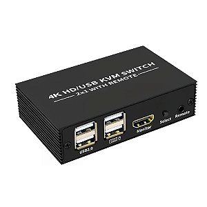 Chaveador KVM HDMI USB 2 Portas 4K