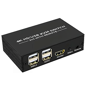 Chaveador KVM HDMI USB 2 Portas 4K