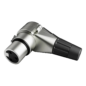 Conector XLR Femea 90 Graus Profissional Prata
