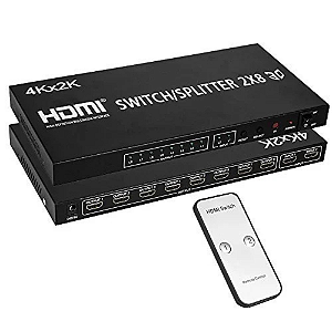 Matrix Splitter/Switch HDMI 2x8 4K com Controle IR