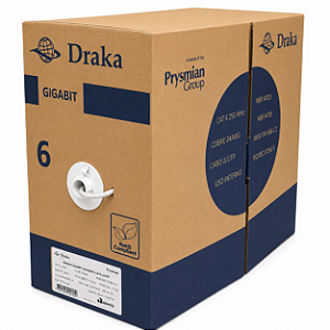 Caixa de Rede Draka Gigabit 4x24 AWG Cat6 U/UTP 305mts Cinza