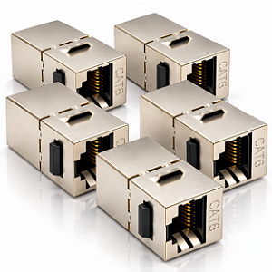 Kit com 5 peças Keystone RJ45 Cat6 Blindado
